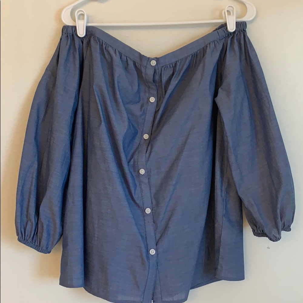 Merona Off The Shoulder Blue Blouse